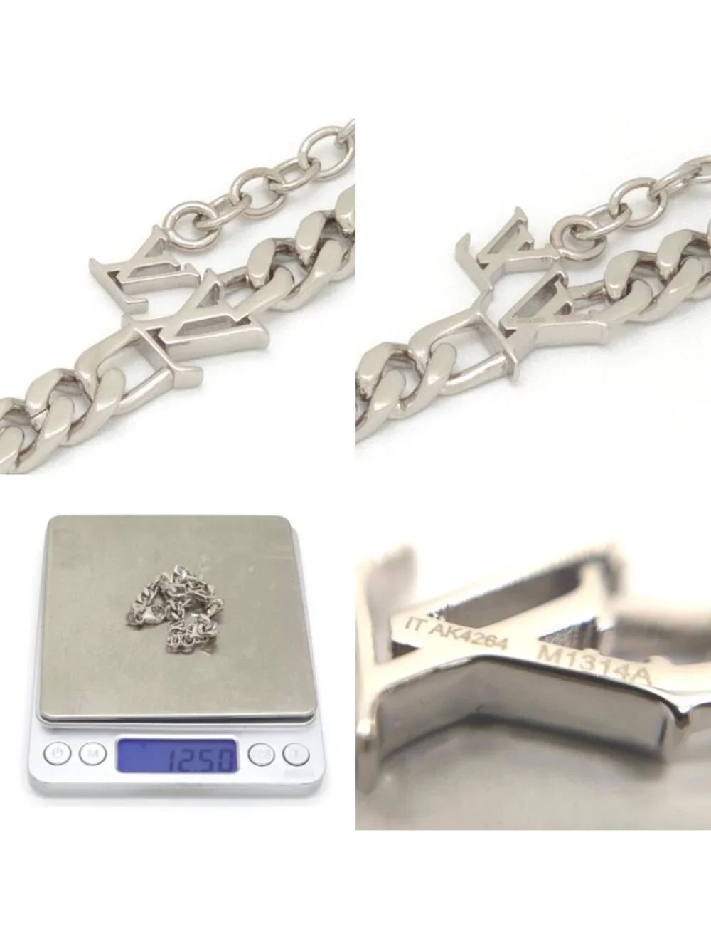 Louis Vuitton Bracelet LV Figaro 17.5 23 LV Signature Link LV Initial Charm